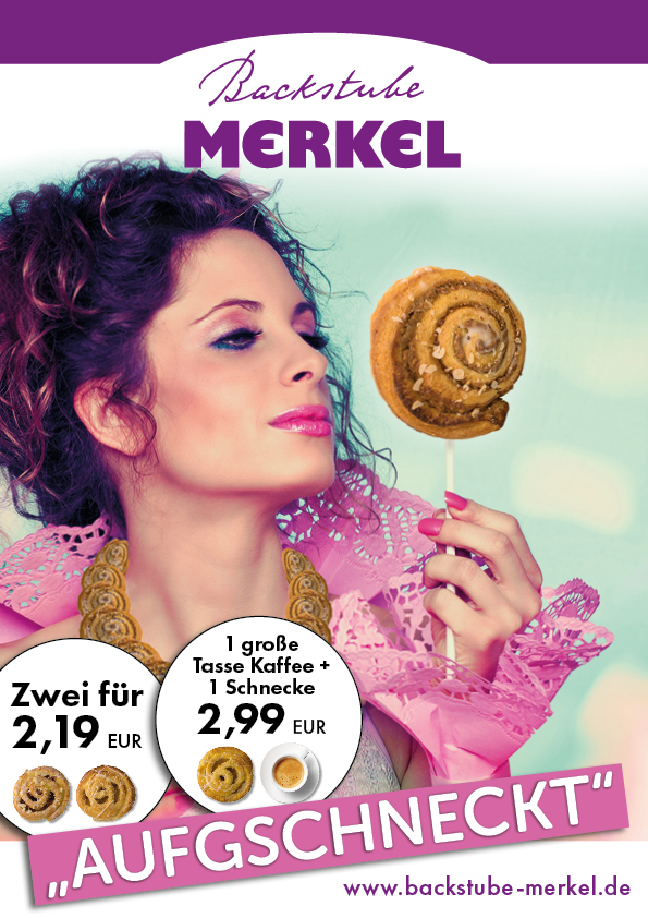 Plakat zur Schneckenaktion der Backstube Merkel