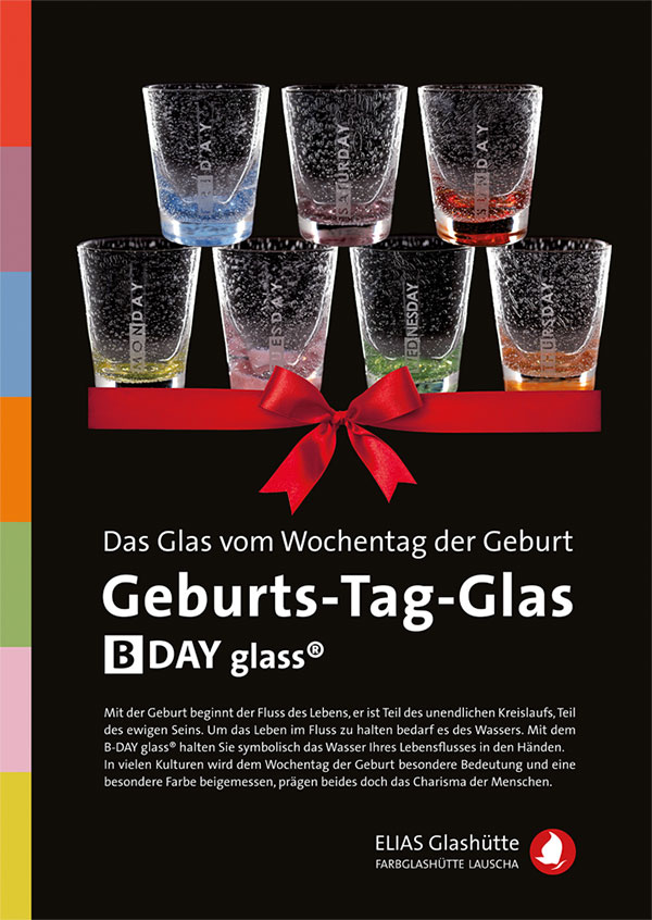 Flyer, Zertifikat Geburts-Tag-Glas