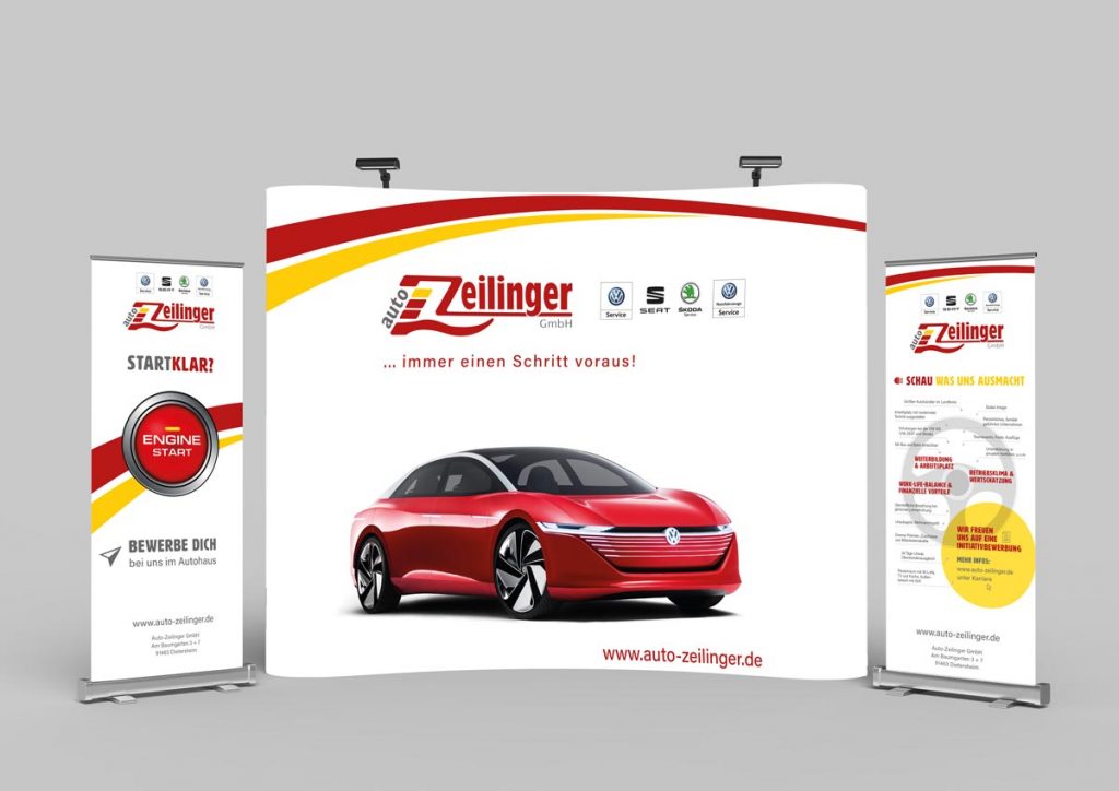 Messestand vom Autohaus Zeilinger mit RollUp's