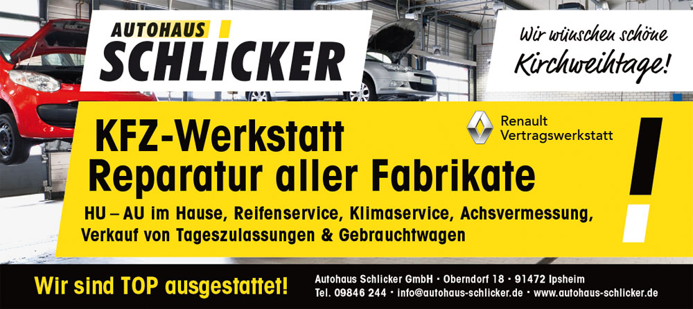 Anzeige für das Autohaus Schlicker