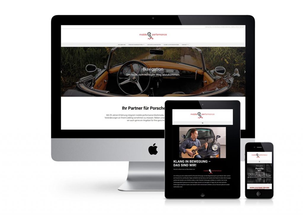 responsives Design der Internetseite am PC, Tablet und Handy