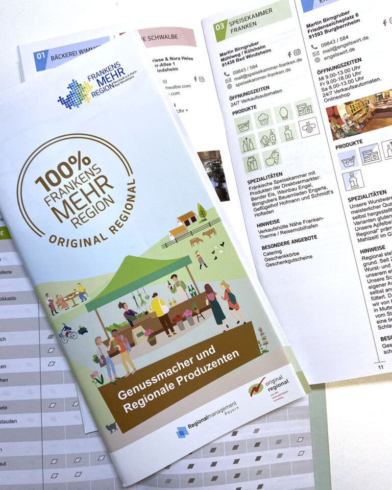 Klappbrochuere "Genussmacher und Regionale Produzenten" von Fankensmehrregion
