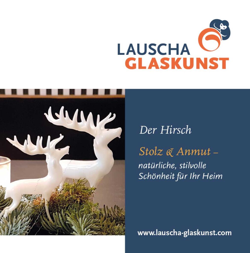 Flyer Hirsch aus Glas von Lauscha Glaskunst