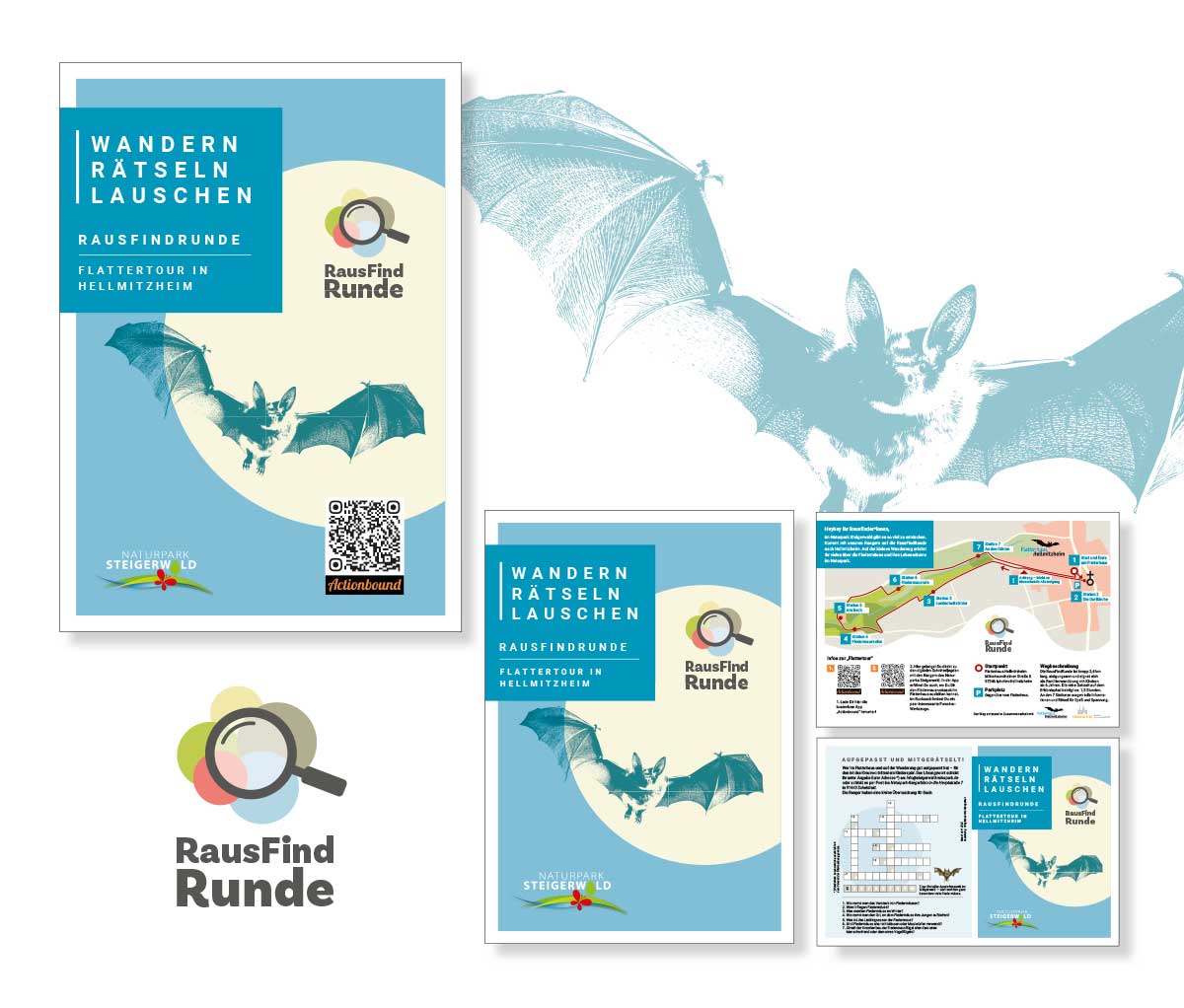 Flyer Flattertour zum Thema Fledermäuse Naturparksteigerwald.