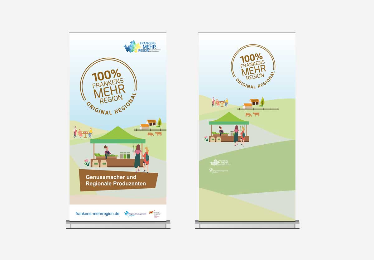 Roll-up für FrankensMehrregion zum Thema 100FrankensMehrregion mit der Headline Genussmacher und Regionale Produzenten
