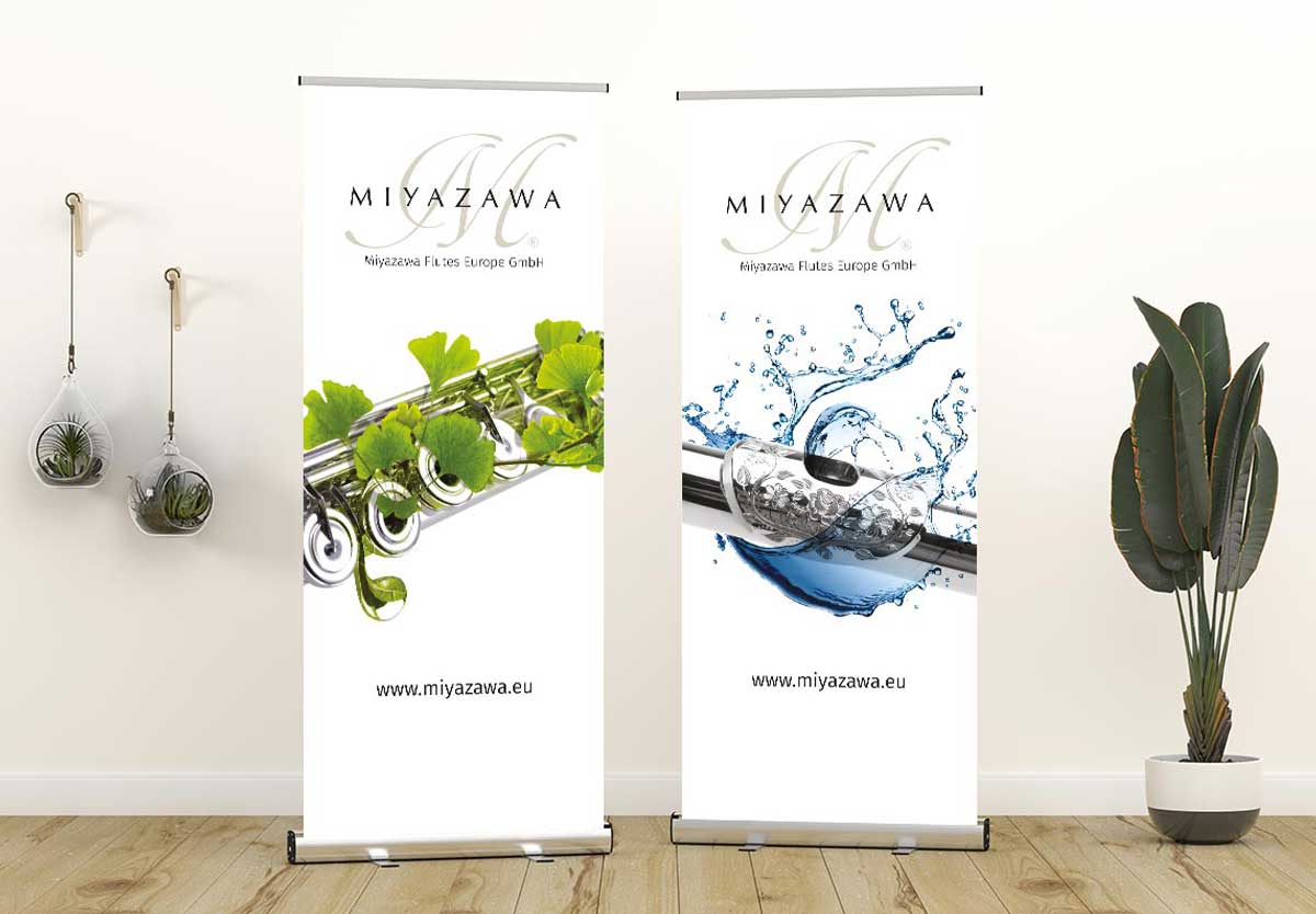 Roll-ups mit Artworks von Miyazawa Flutes Europe