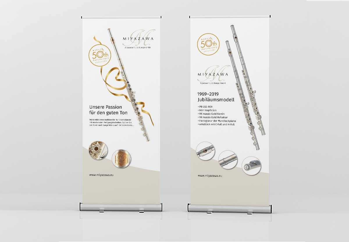 Roll-up Miyazawa Flutes Europ mit Jubiläum