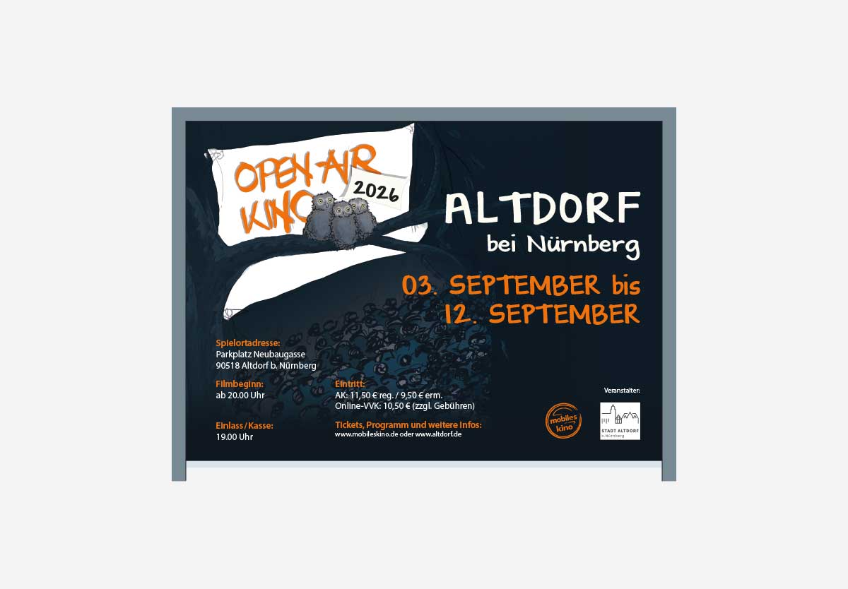 Großflächenplakat für OpenAir Kino Mobiles Kino in Altdorf bei Nürnberg