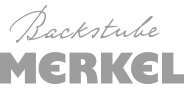 Logo "Backstube Merkel" in Graustufen