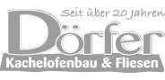 Logo "Dörfer Kachelofenbau" in Graustufen