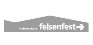 Logo "Kletterschule Felsenfest" in Graustufen
